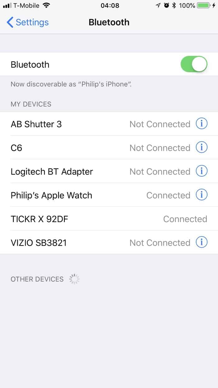 IPHONE BLUETOOTH DEVICES LIST