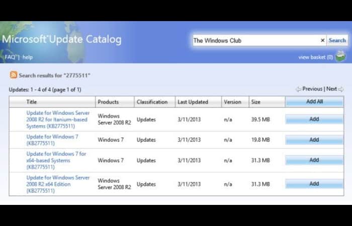 Microsoft Update Catalog