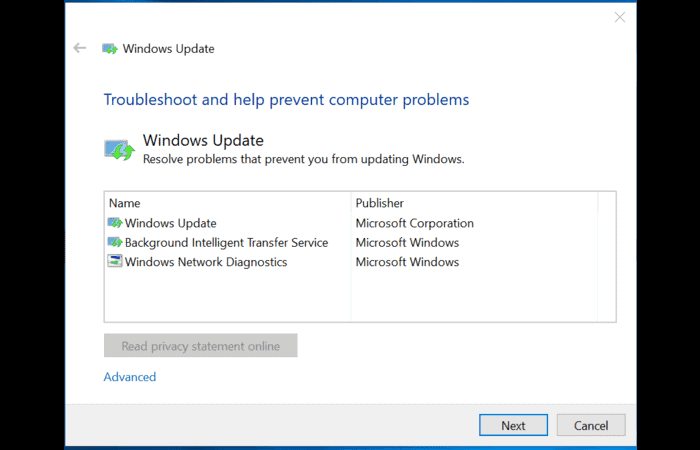 Run Windows Update Troubleshooter