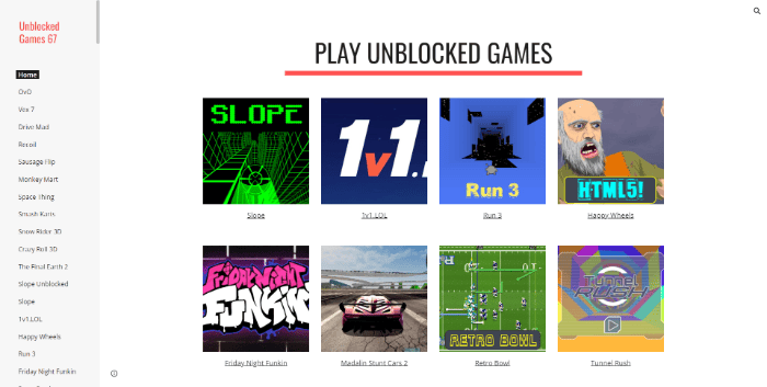 Unblocked Games 67 Homepage