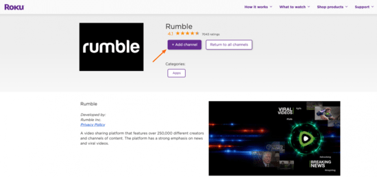 Activate Rumble pair on Roku