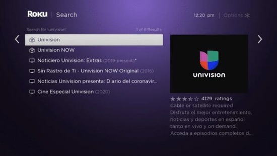 Activate Univision.com on Roku
