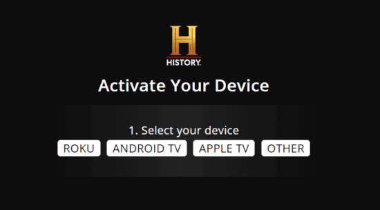 Activate History.com on Android TV