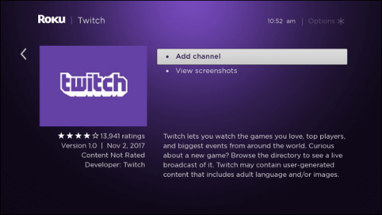 Activate Twitch on Roku